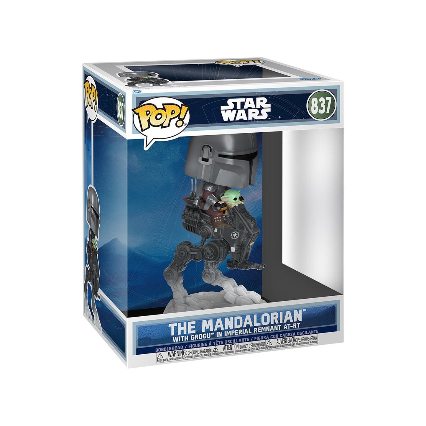 Star Wars: The Mandalorian and Grogu Mandalorian with Grogu in Imperial Remnant AT-RT Deluxe Pop! Ride #837