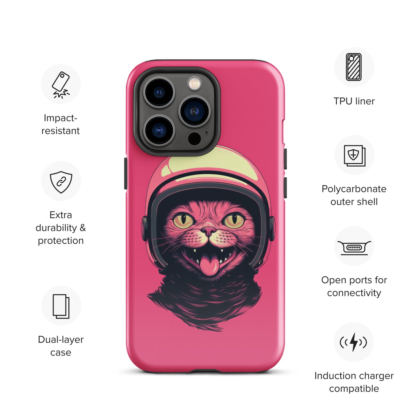 Pink Alien Cat Cosmonaut Tough Case for iPhone®