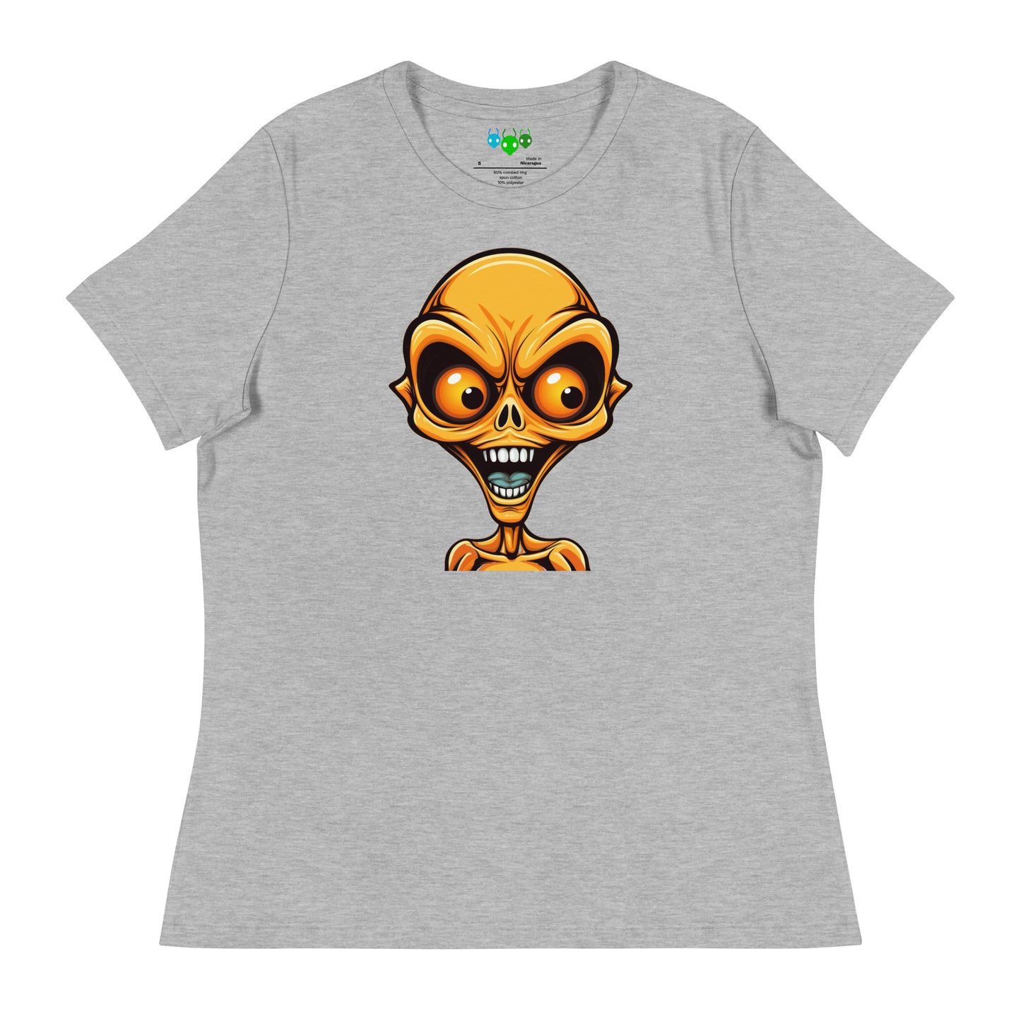 Women's Orange Bug-eye Alien Relaxed T-Shirt