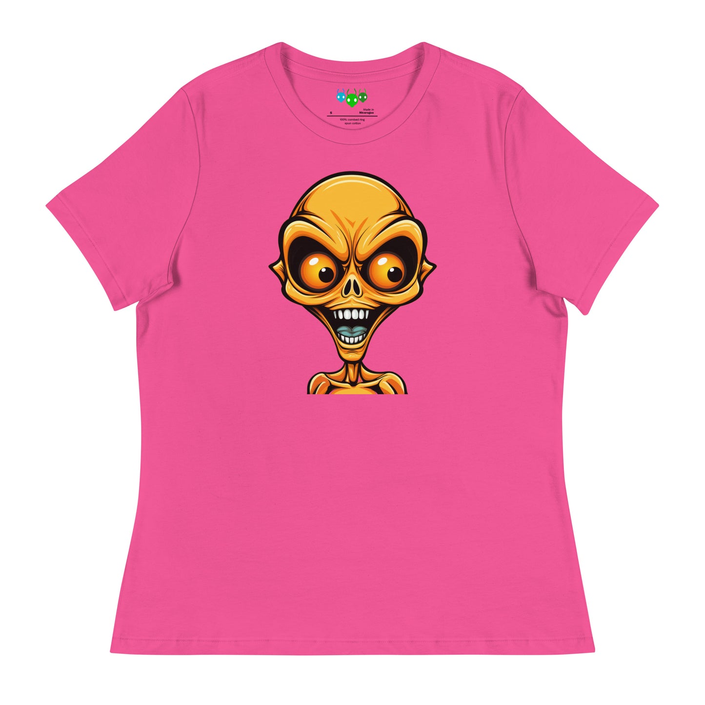Women's Orange Bug-eye Alien Relaxed T-Shirt