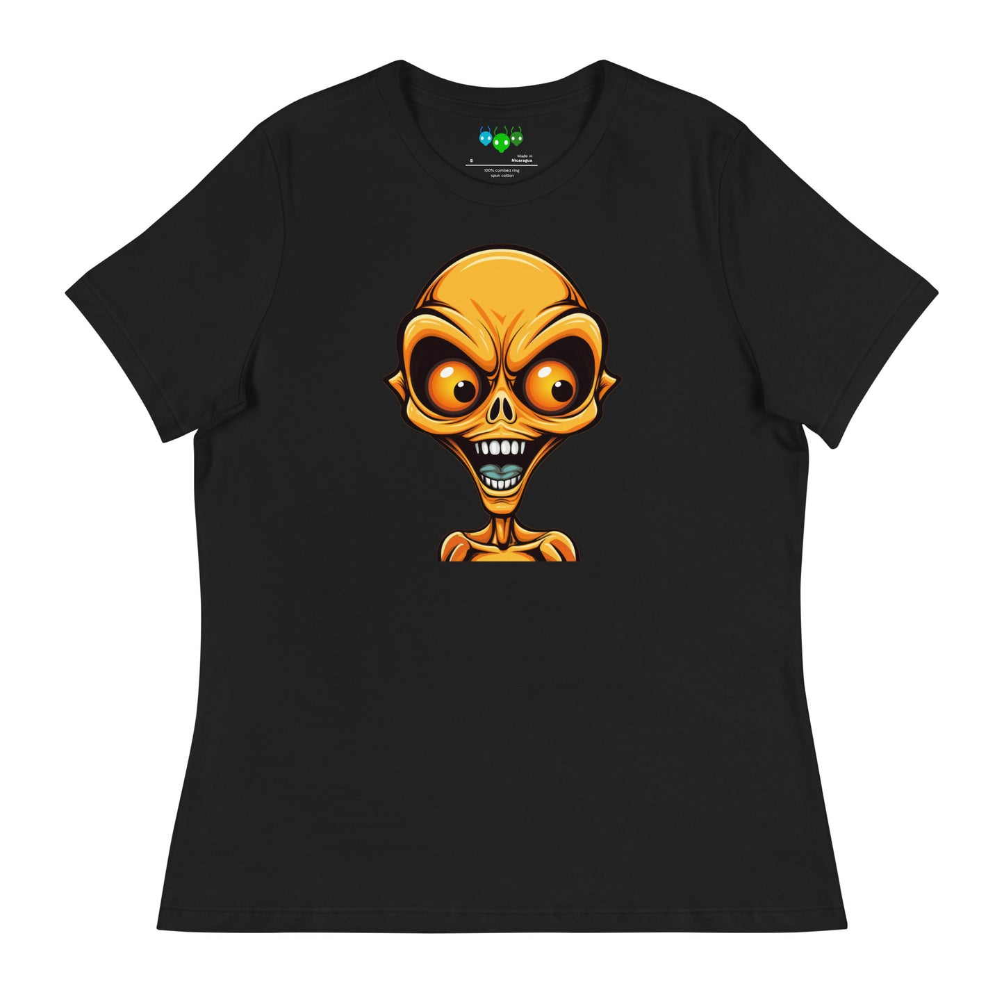 Women's Orange Bug-eye Alien Relaxed T-Shirt