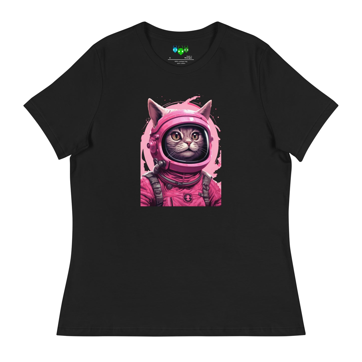 Pinky Cat Astronaut Women's Relaxed T-Shirt