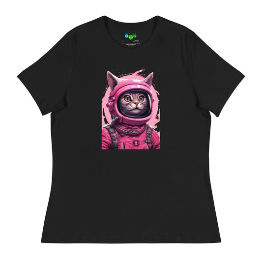 Pinky Cat Astronaut Women's Relaxed T-Shirt