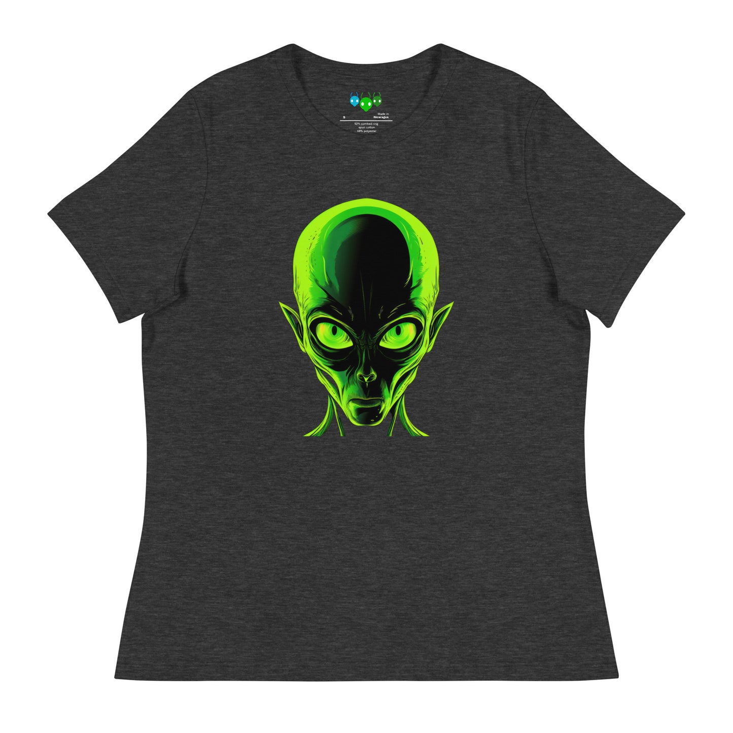 Women's Amazing Green Alien Head Relaxed T-Shirt