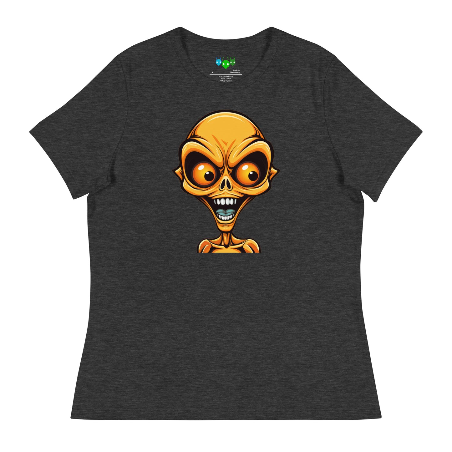 Women's Orange Bug-eye Alien Relaxed T-Shirt