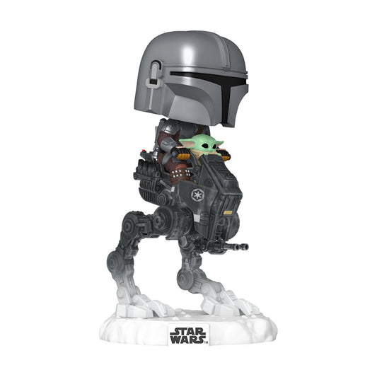 Star Wars: The Mandalorian and Grogu Mandalorian with Grogu in Imperial Remnant AT-RT Deluxe Pop! Ride #837
