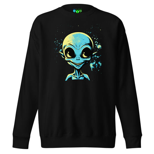 Happy Blue Alien Head | ꯅꯨꯡꯉꯥꯏꯕꯥ ꯕ꯭ꯂꯨ ꯑꯦꯂꯤꯌꯟ ꯍꯦꯗ꯫ Premium Sweatshirt