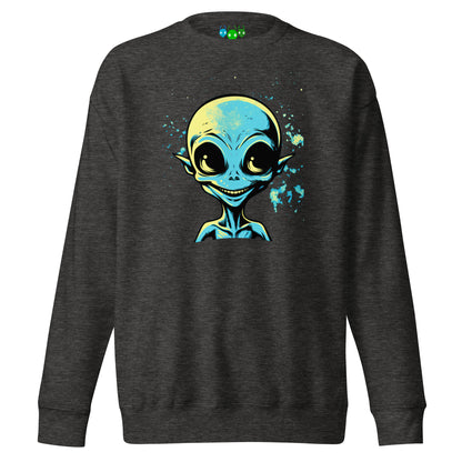 Happy Blue Alien Head | ꯅꯨꯡꯉꯥꯏꯕꯥ ꯕ꯭ꯂꯨ ꯑꯦꯂꯤꯌꯟ ꯍꯦꯗ꯫ Premium Sweatshirt