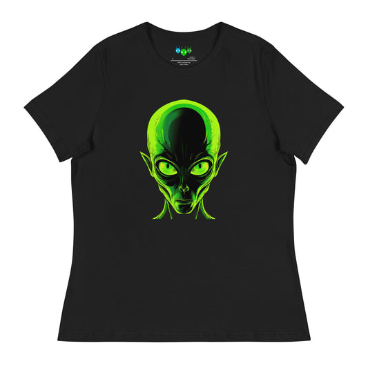 Women's Amazing Green Alien Head Relaxed T-Shirt