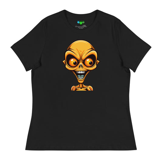 Women's Orange Bug-eye Alien Relaxed T-Shirt